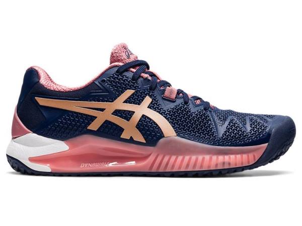 Asics Tennisschoenen Dames, GEL-RESOLUTION Roze/Donkerblauw/Goud - Asics Aanbieding Hardloopschoenen | B9420735-FL